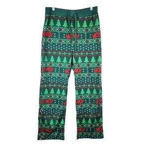 Mens Green & Red Christmas Holiday "Ho Ho Ho" Pajama Pants Fleece Size XL